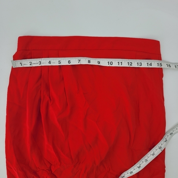 Amanda Uprichard Red 100% silk wrap skirt size Large - Picture 8 of 9